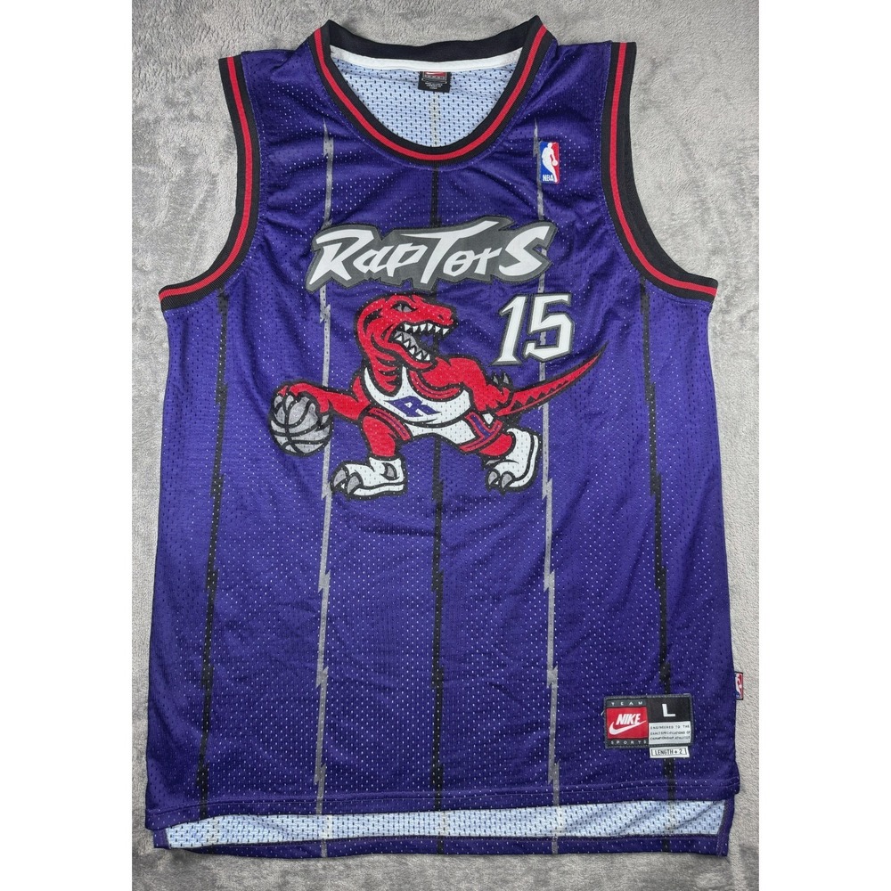 VTG Nike Vince Carter #15 Toronto Raptors Jersey Dino Purple Size L +2 Y2K NBA